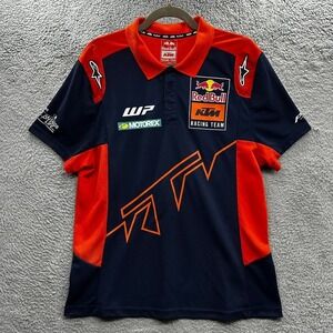 Red Bull KTM Racing Team Polo Shirt Mens Large Navy Orange Alpinestars Motorex